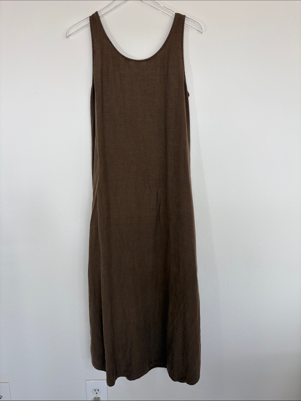 Eileen Fisher Brown Sleeveless Linen Maxi Dress - Picture 7 of 7